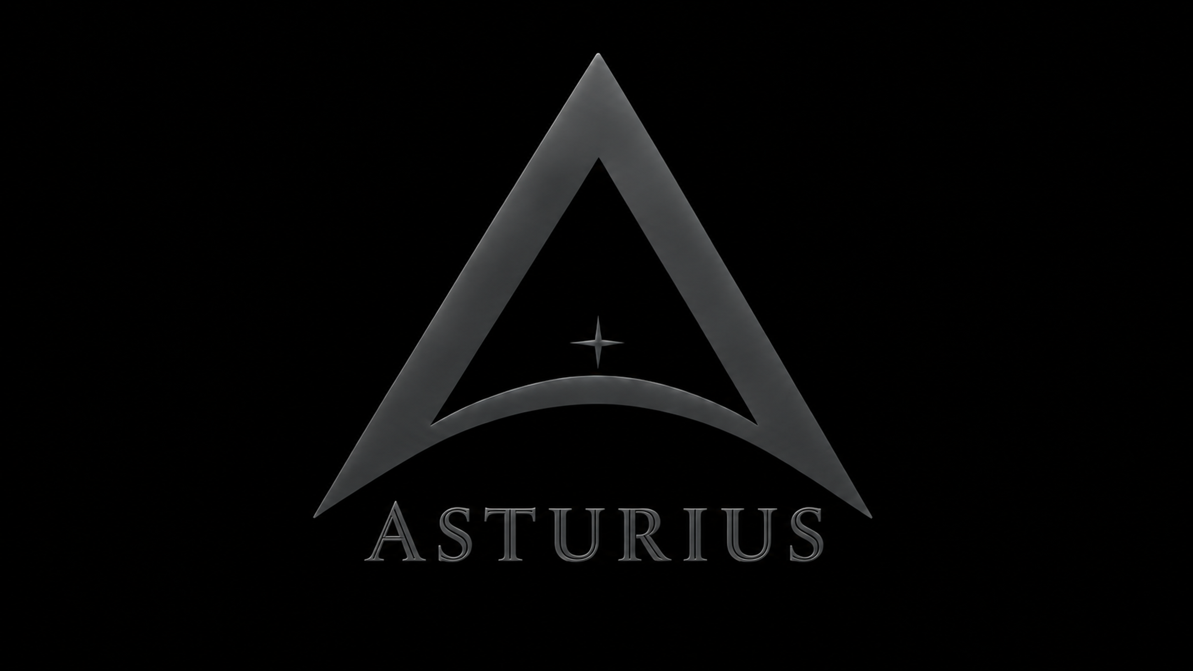 Final Asturius metallic A with a central star and curved horizon above the Asturius wordmark